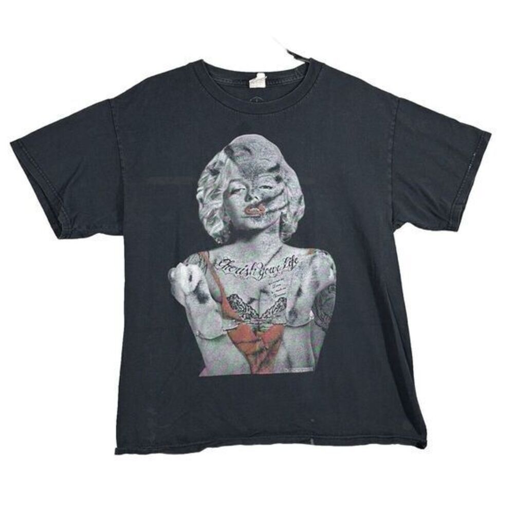 Marilyn Monroe‎ Cherish Your Life T-Shirt   Mens Size Large   Black Vintage